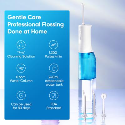 Oral Irrigator USB Rechargeable Water Flosser Portable Dental 4 Nozzles Water Jet Teeth Cleaner