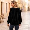Women's V-Neck Long Sleeve Top Casual Basic Blouse for Fall Winter Spring Everyday Wear