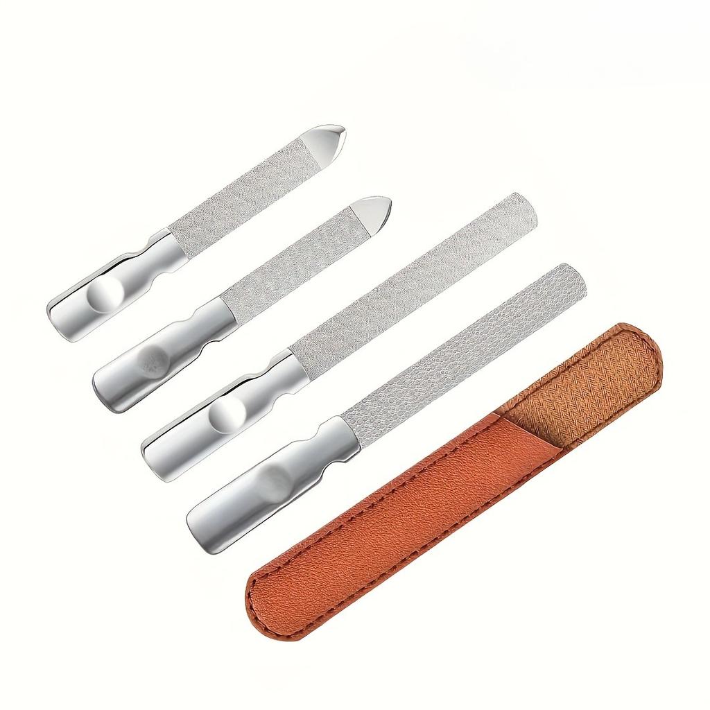 Stainless Steel Double-Sided Nail File Callus Care Tool Washable & Reusable with Pouch Ideal for Home or Salon Use