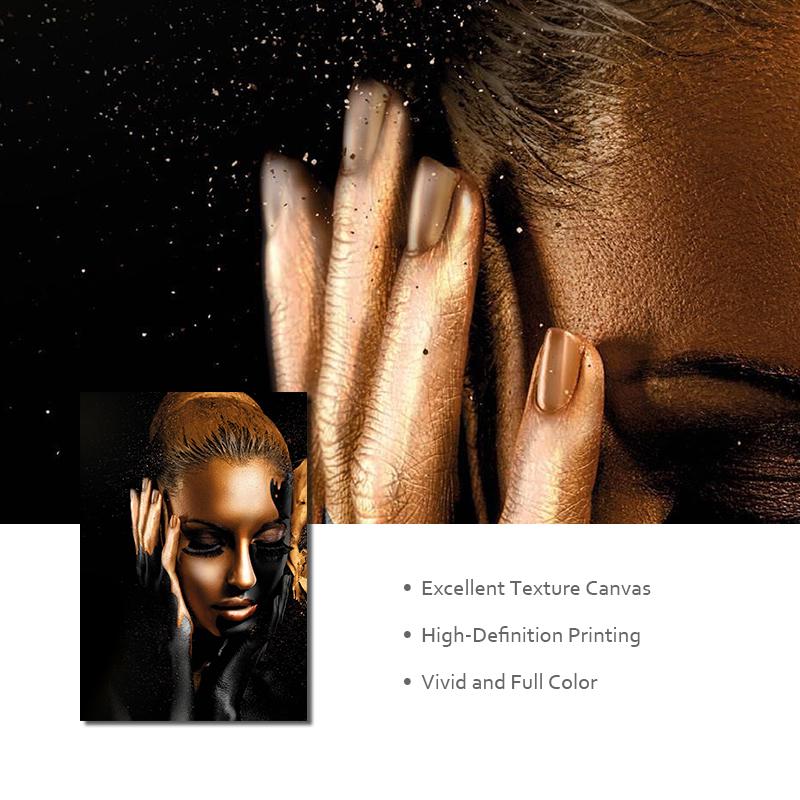 Goldenes schwarzes Leinwand-Poster, nackte afrikanische Frau, Ölgemälde, Wandkunst, Poster und Drucke, Wandbilder für Wohnzimmer, Heimdekoration