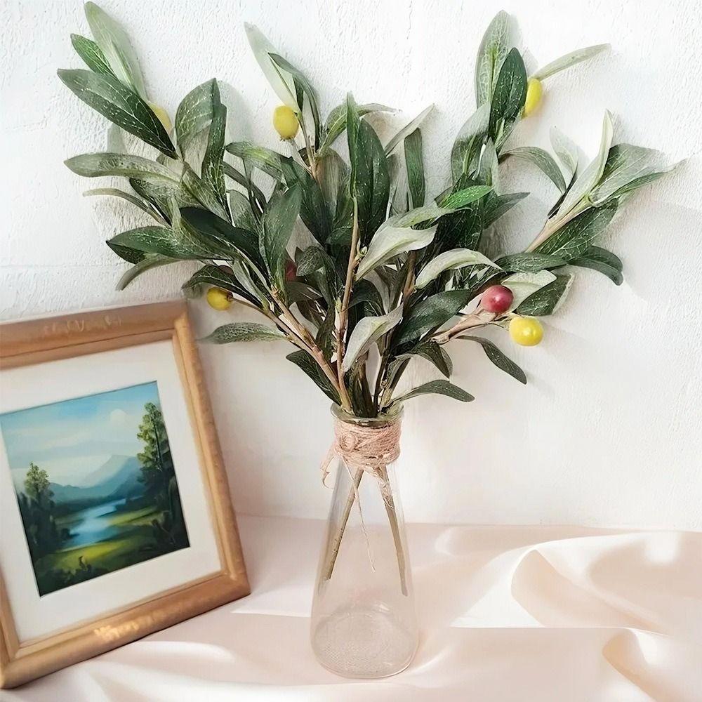 Plastic Artificial Olive Branch With Olive Fruit Fake Plant Decoration DIY Projects