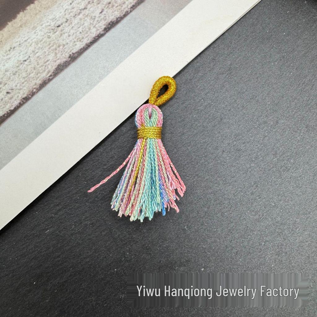 Korean Rainbow Tassel Pyssla Bead Keychain DIY Accessory