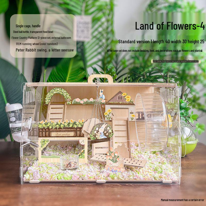 Роскошная двухслойная акриловая клетка для хомяка - Дизайн  Цветок  Вилла и гнездо для хомяка Special Offer - 97 Left