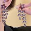 Silver needle European and American retro glass flower wheat ear fringed earrings fashionable personalized earrings light luxury high-end earrings 