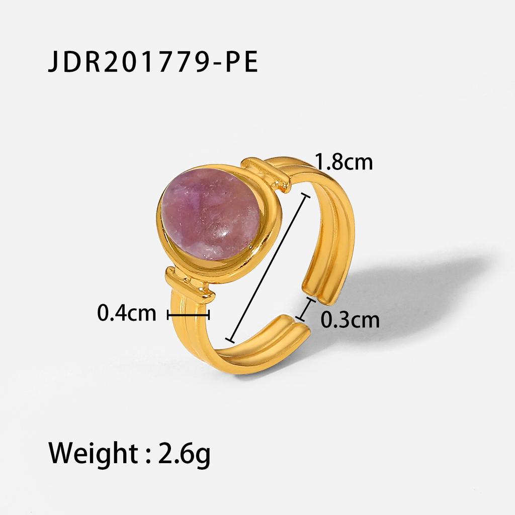 Europäischer und amerikanischer INS Internet-Star gleicher Ring 18K Gold ovaler Tigerauge/grüner/violetter Halbedelstein offener Ring
