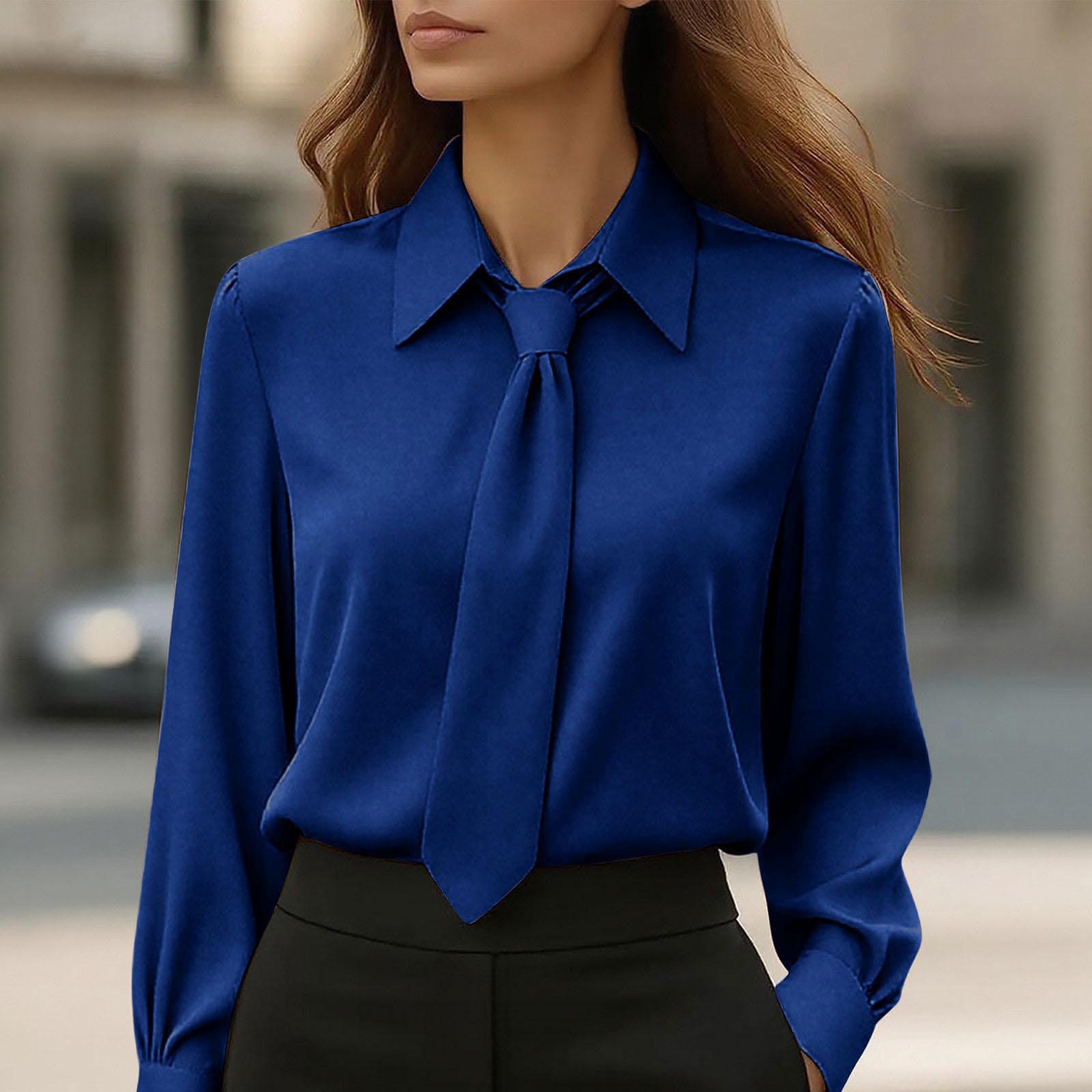 

Женская Мода - Рубашка с Пуговицами, Завязками спереди, Длинным Рукавом, Свободный Топ XXL синий