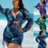 2026 New Plus Size Printed Women Bikini Three Piece Split Swimwear Casual Beach Bathing Suit for Adult Ladies