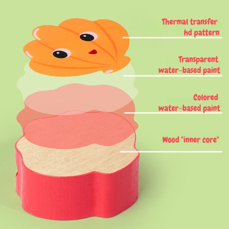 Montessori Holz Einfädelperlen Spielzeug für Kleinkinder, Pädagogisches Auffädeln Tiere Früchte Einfädelspiel, Geschenk für Vorschulkinder
