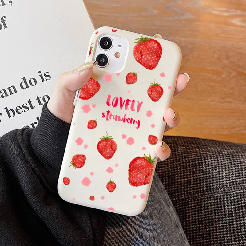 Peach strawberry Phone Case Soft Solid Color for iPhone 11 12 13 mini pro XS MAX 8 7 6 6S Plus X XR