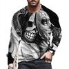 Autumn Winter Men's Christmas Pullover Long Sleeve Top Loose Fit Spring Skeleton Youth Men Round Neck Casual T-shirt