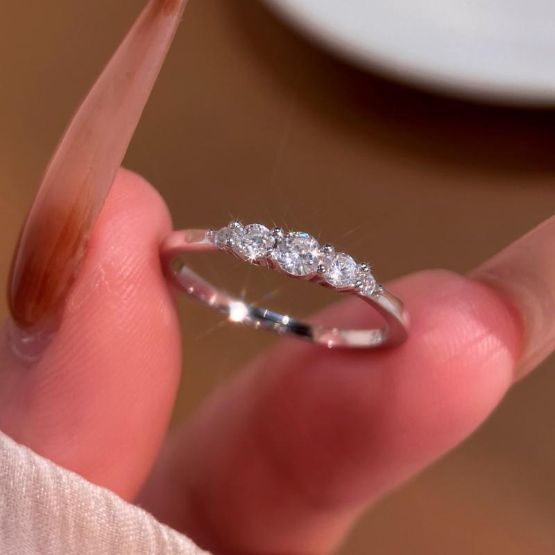 

GRA 0.24CT Real Classic Five Moissanite Diamond Wedding Engagement Rings for Women Original 925 Silver Fine Jewelry 5&0.24 Carat (total) серебряный