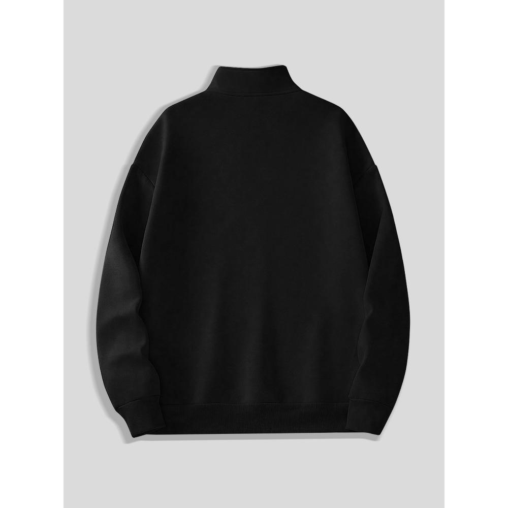 Men's Y2K Gothic Dark Printed Zipper Hoodie - Black Street Style Exquisite White Design Loose Hoodie Street Style