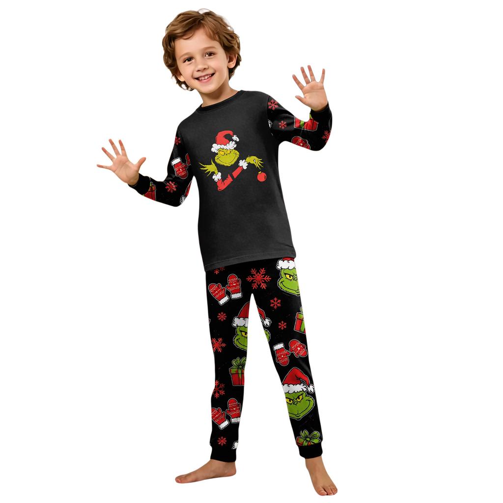 Christmas Family Matching Pajama Set Long Sleeve and Pants Holiday Printed Wear for Parents and Kids