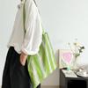 New Niche French Fruit Green Stripe Contrasting Color Canvas Bag Portable Simple Shoulder Bag Thin Floral Bag Women's Bag