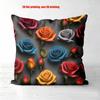 Colorful Roses Floral Pattern Decorative Throw Pillow Cover 2D Printed Polyester Sofa Cushion Case For Modern Home Decor