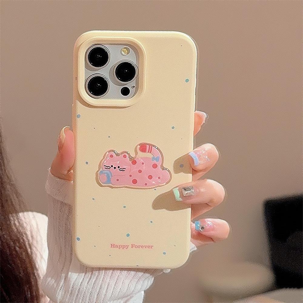 Polka Dot Cats and Dogs 16pro Max Apple 17 Mobile Phone Case Silicone Iphone14 Suitable for 13 Three dimensional