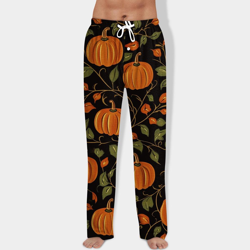 Men's Halloween Print Drawstring Pants Casual Pajama Pants