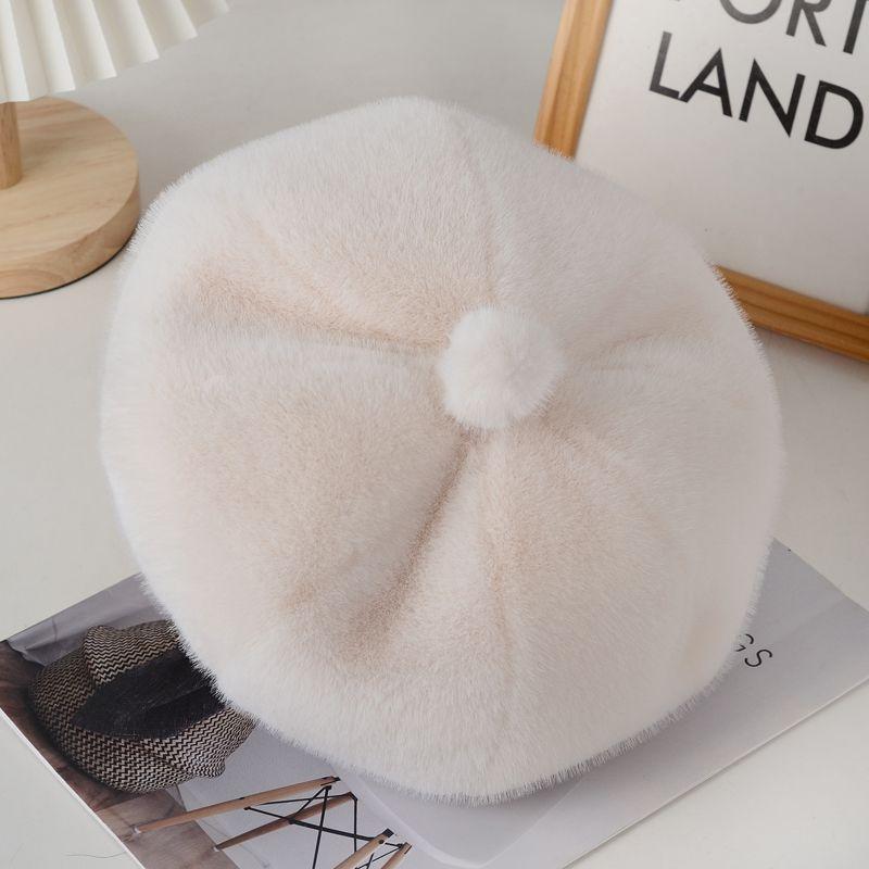 

Новый осенне-зимний берет в иностранном стиле, имитация норки, тыква, женская шляпа, утолщенная, модная, универсальная, зимняя, теплая one size 56-62cm