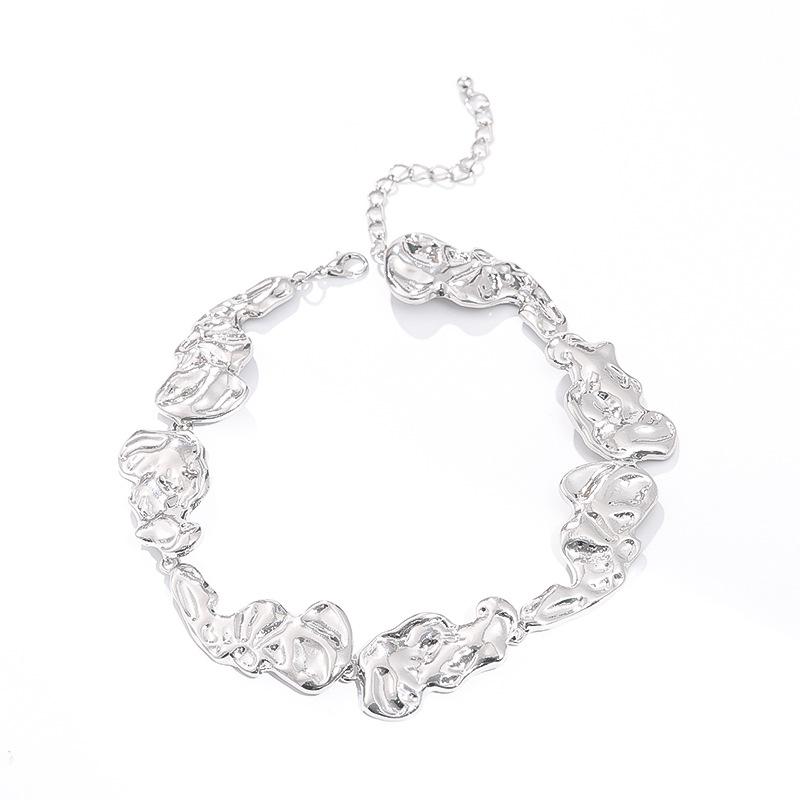 European and American irregular lava metal wind necklace femininity versatile exaggerated design earrings bracelet set