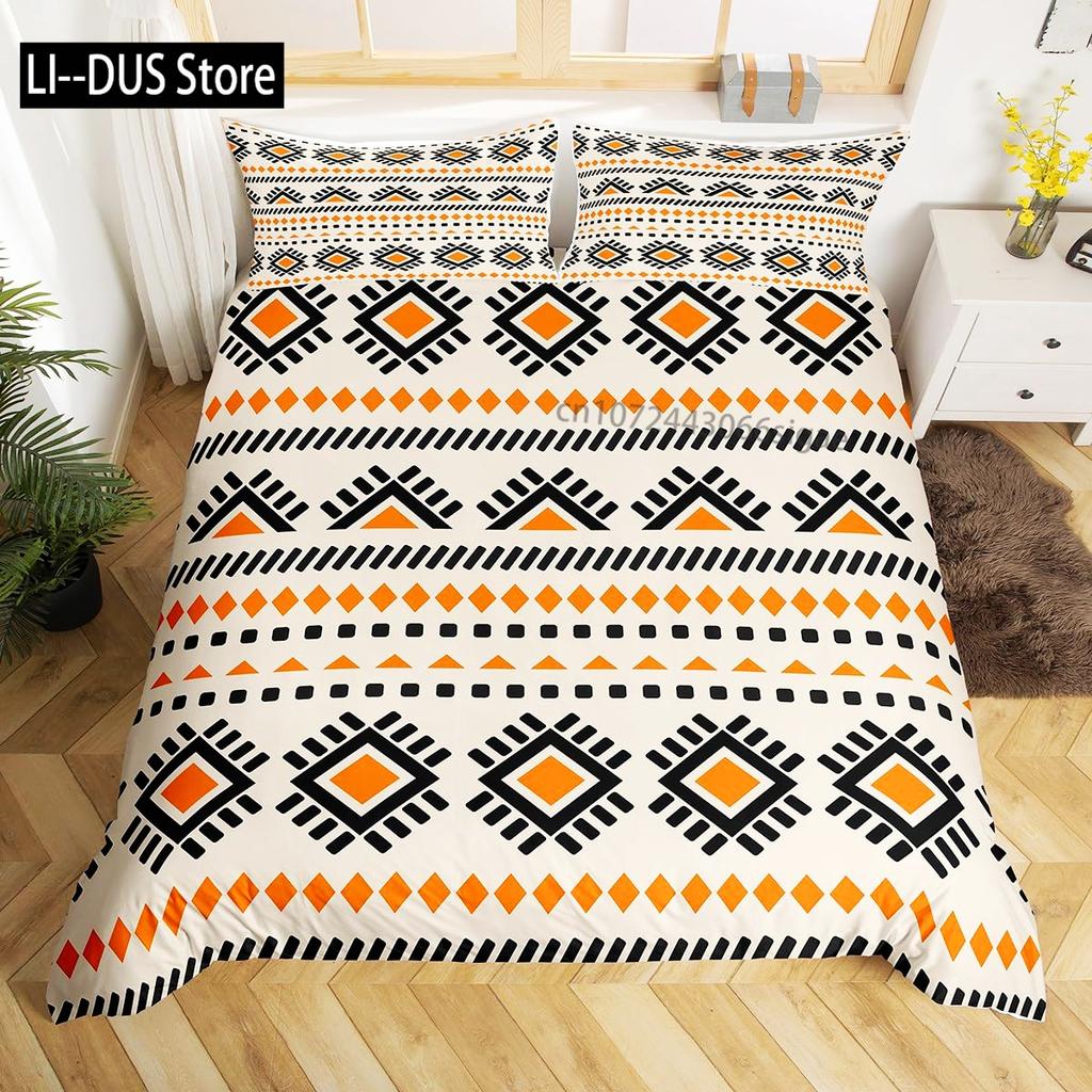 Aztec Duvet Cover Set, Geometrical Indigenous Art, Decorative 3 Piece Bedding Set with 2 Pillow Shams, Twin Full Queen King Size