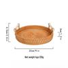 Handwoven Rattan Storage Basket & Tray with Double Handles