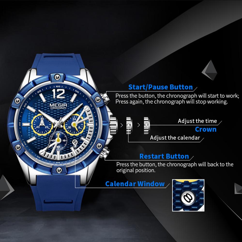 Megir Quarzuhr Männer Rose Gold Leuchtende Wasserdichte Sportuhren Uhr Chronograph Armbanduhren Erkek Kol Saati Montre Homme