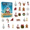 Decorative Sea Glass Charms Christmas Advent Calendar, 24-Day Acrylic 2D Ornament Set Gift for Kids with Santa Gingerbread Man, Tree Hanging