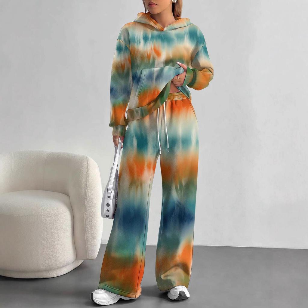 Vertigo European And American Autumn And Winter Casual Long-Sleeved Suit Women'S Hooded Sweater Trousers Two-Piece Set