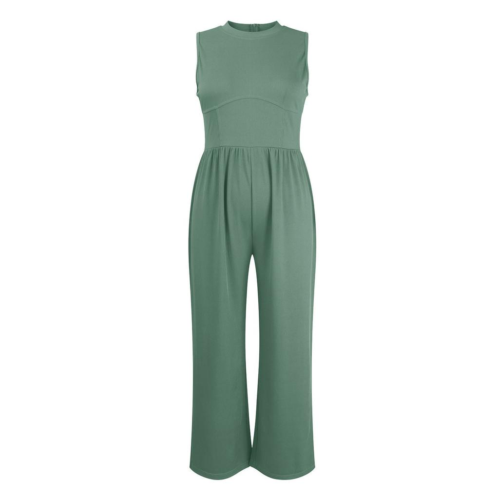 Womens Sleeveless Wide Leg Jumpsuit Sleeveless Wide Leg Overalls High Waist Women'S Jumpsuits