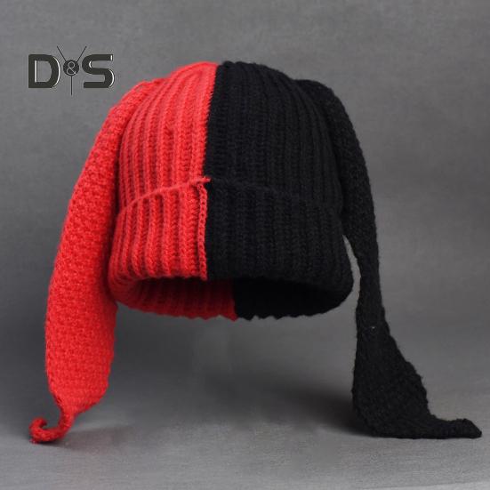 Cappello a Maglia Invernale Lungo con Decorazione Orecchie da Coniglio Colore a Contrasto Unisex Spesso Caldo Alta Elasticità Antivento Copricapo Cappello per Clima Freddo per Sci e