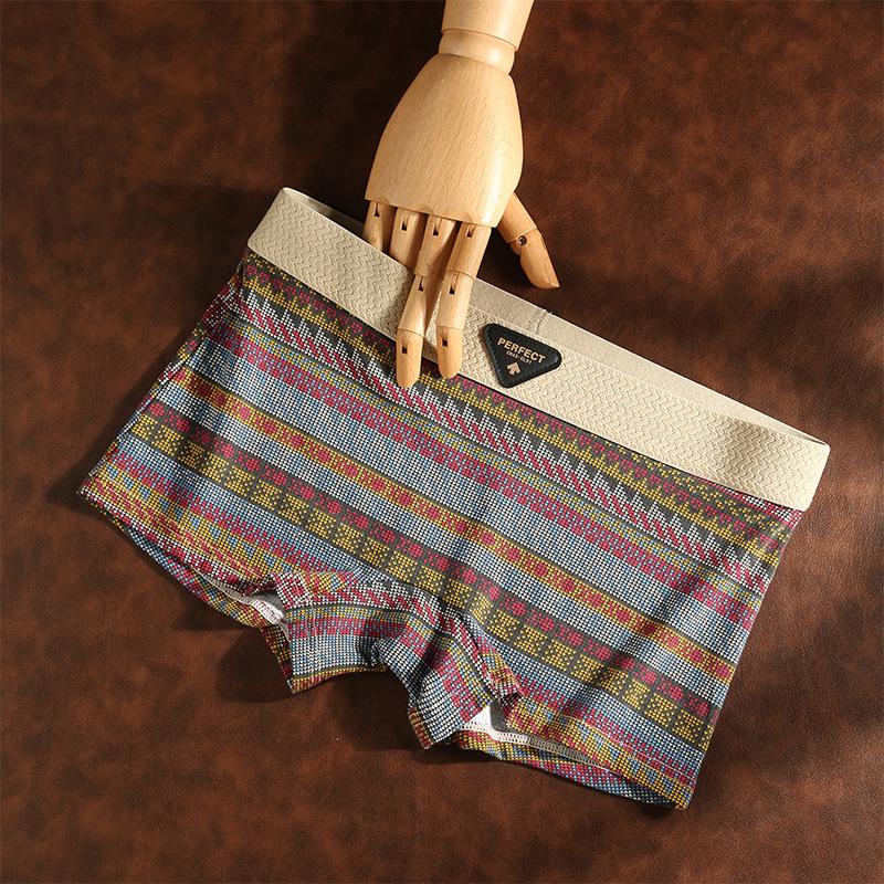 

Женские хлопковые трусы-боксеры в этническом стиле - средней посадки, антибактериальные, дышащие, удобные, с ретро-принтом Extra Large