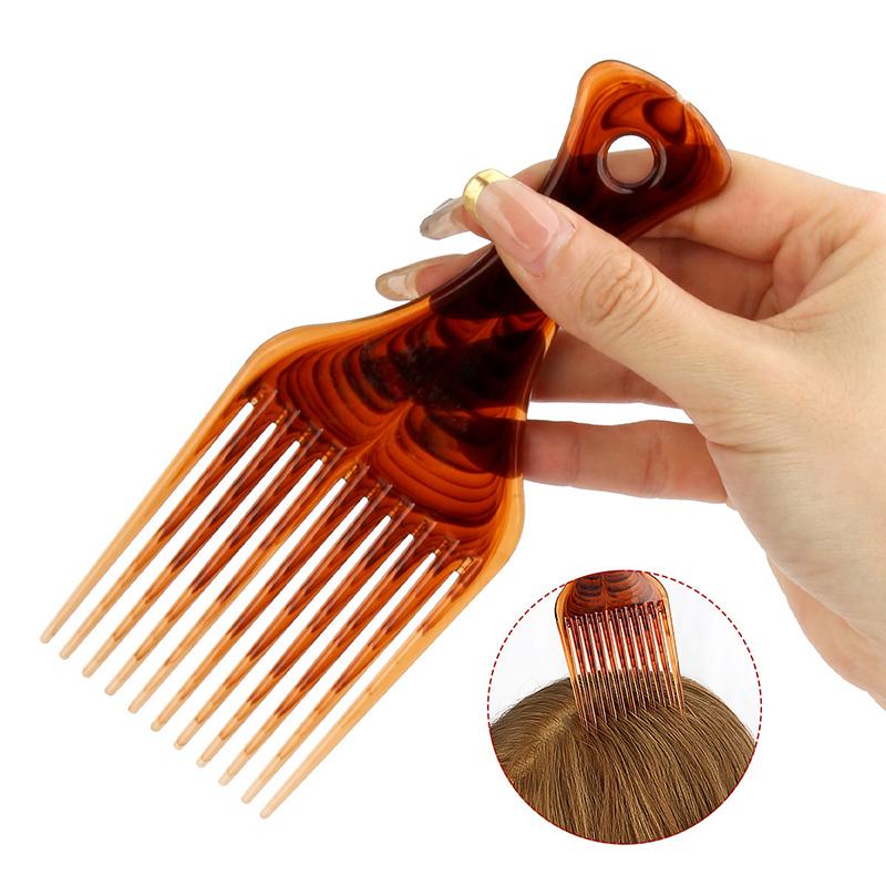 Breiter Zahnpinsel, Pick-Kamm, Gabel, Haarbürste, Einsatz, Haarpick-Kamm, Kunststoffkämme für lockiges Afro-Haar, Styling-Tools für Frauen und Männer