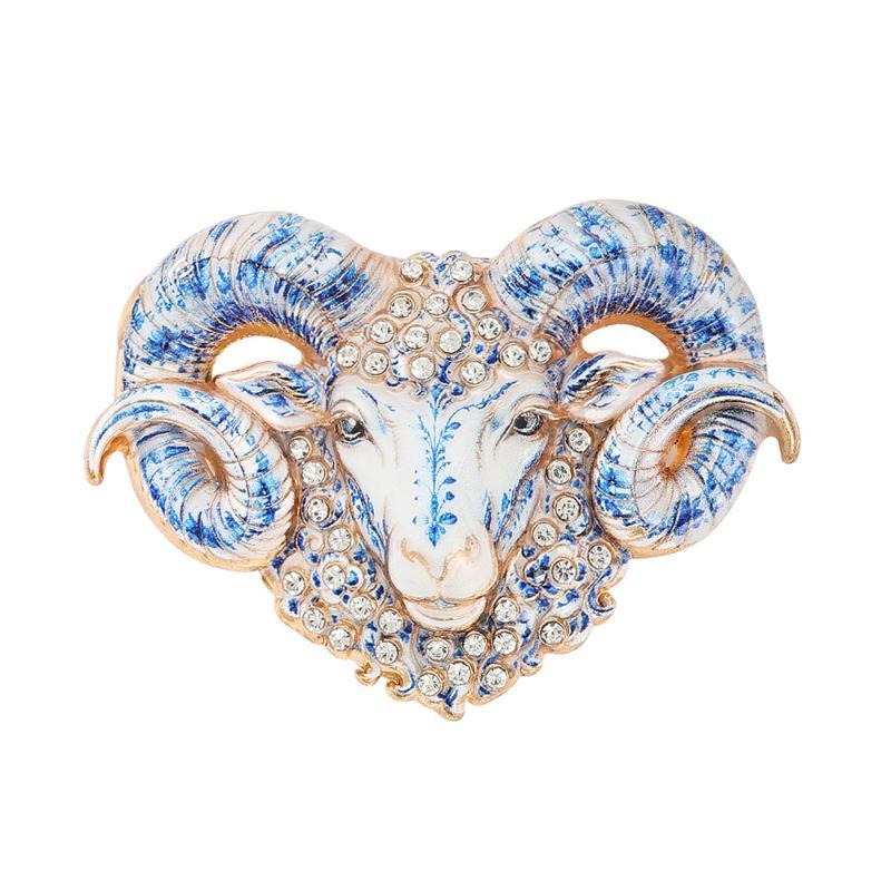 1Pcs Unisex Rhinestone Charming Year Of The Goat Zodiac Animal Party Brooch Pins Beautiful Goat Brooches For Women