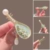 2Pcs Pipa Shape Hair Clips Chinese Style Floral Pattern Faux Pearls Decor Hairpins Festival Cosplay Hair Accessories