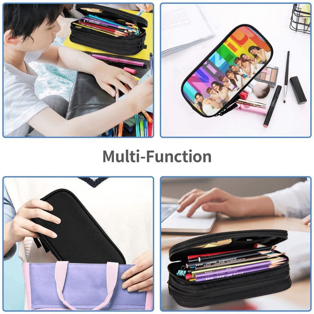 Niziu Niju Goods Pen Case Pencil Case Large Capacity Double Layer Double Zipper Pencil Holder Stylish Cute Anime Pen Pouch High School College Middle
