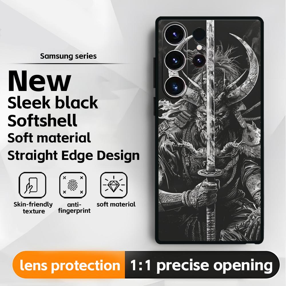 

Japanese Bushido Samurai ghost Phone Case For Samsung Galaxy S25 S24 S23 S22 S21 S20 Plus Ultra Note20 Soft Black Galaxy S23 FE