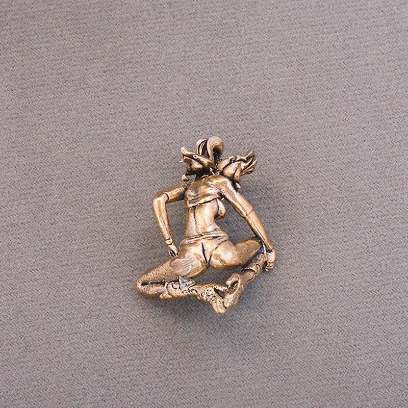 Figure di Ragazze Bellezza con Coda di Cavallo in Ottone Miniature Ornamenti da Scrivania Personaggi Metallici Retrò Modello Artigianato Decorazioni per la Casa Accessorio
