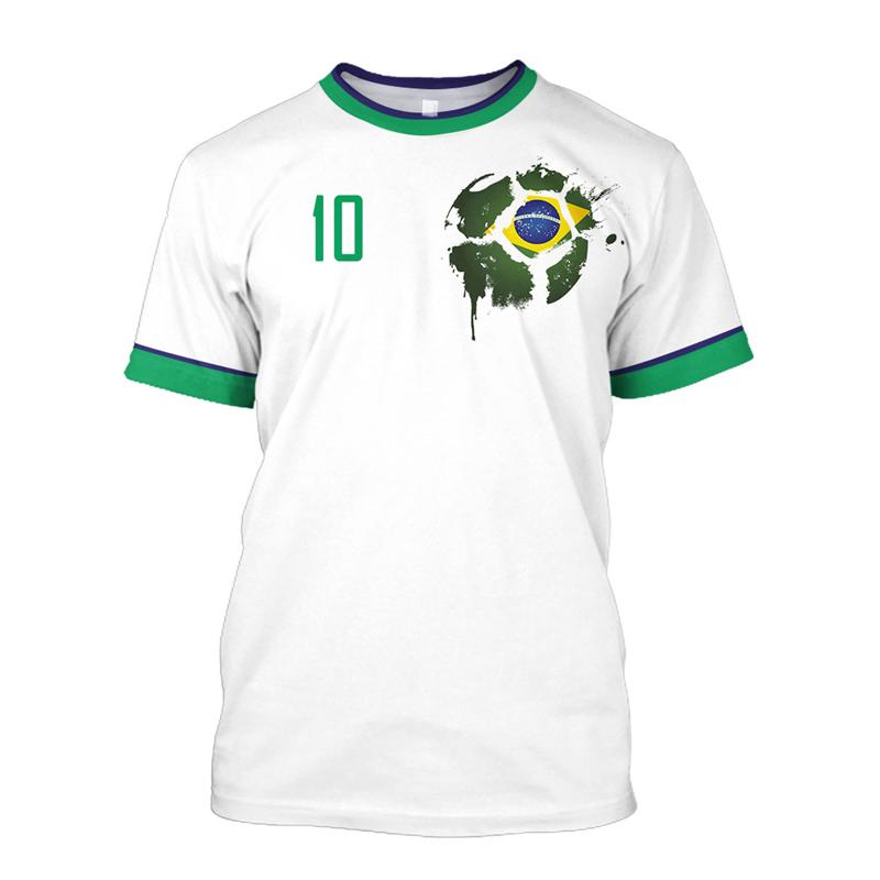Simple Brazil Football T-shirts Summer Fashion Short Sleeve 3D Football Printed T-Shirts Casual Sports Men's Plus Siz T-shirts
