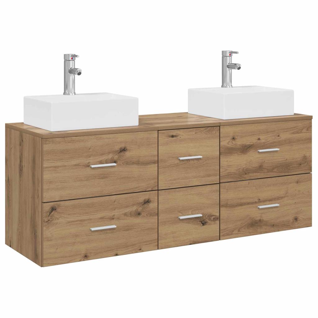 Bathroom Cabinet Set 3 pcs Artisan Oak 129 x 41 x 79.5 cm