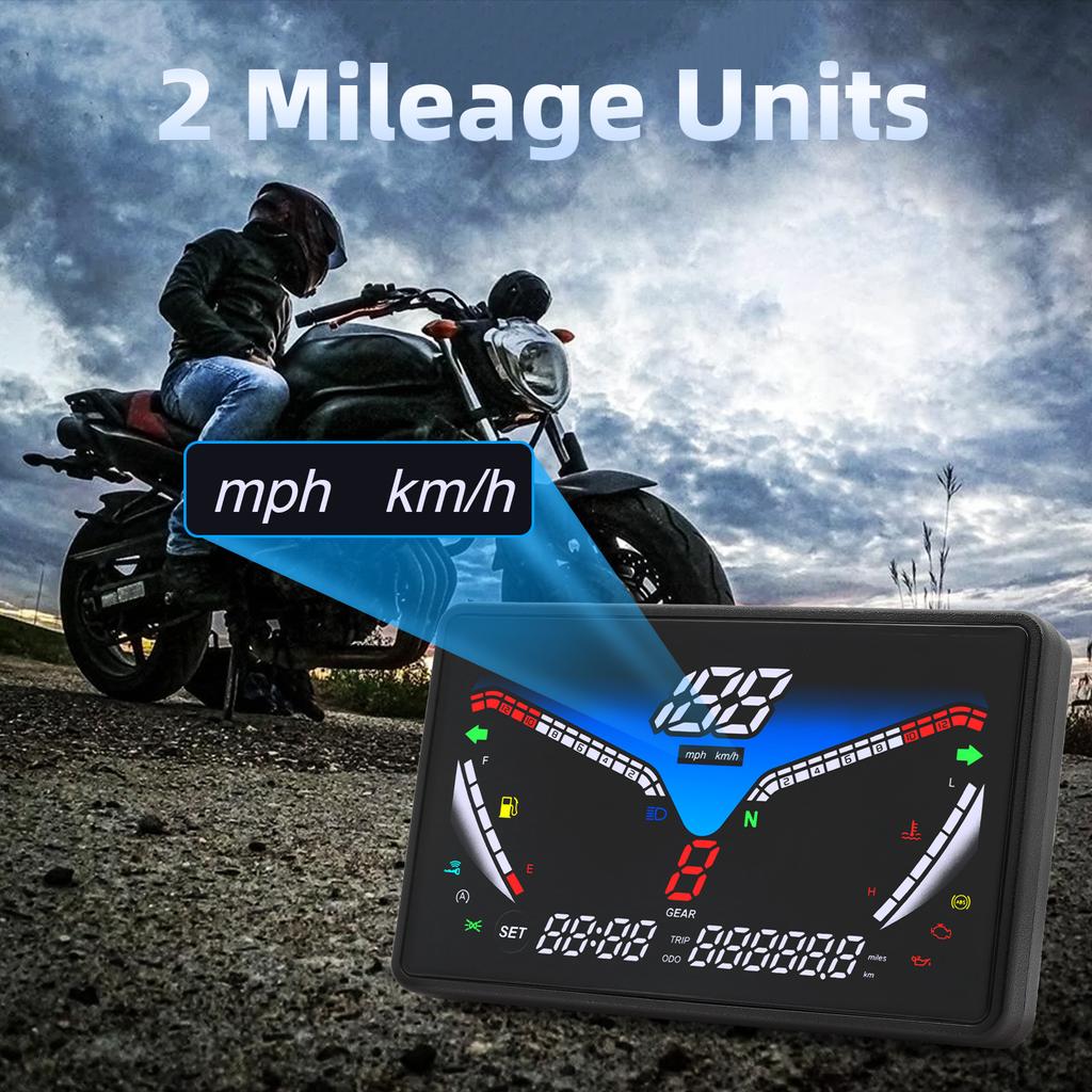 Motorcycle LCD Screen Instrument Otorcycle Electronic Dashboard Moto Speedometer Water Temperature Odometer with Sensor Bracket