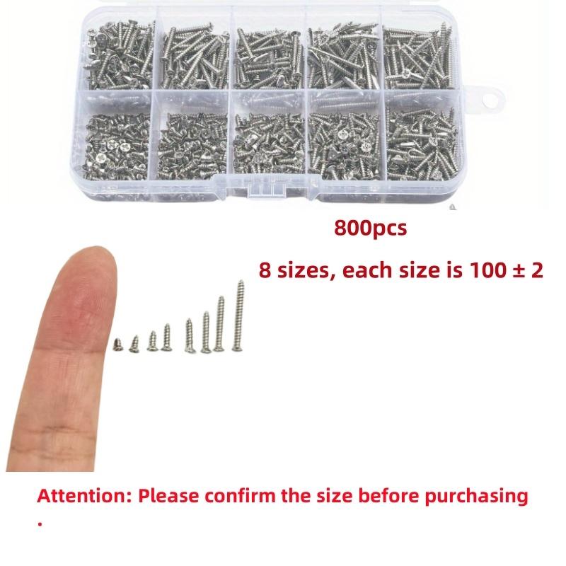 400/800 Self-tapping Wood Screws Set, M2 Cross Pan Head Steel Plate Screws, Self-tapping Screws Mixed Set