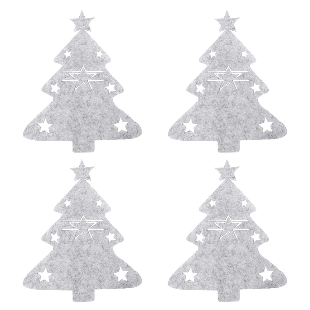 4PCS Christmas Cutlery Holder Bags Snowflake Xmas Tree Knife And Fork Pocket Cutlery Bag Xmas New Year Dinner Table Decorations