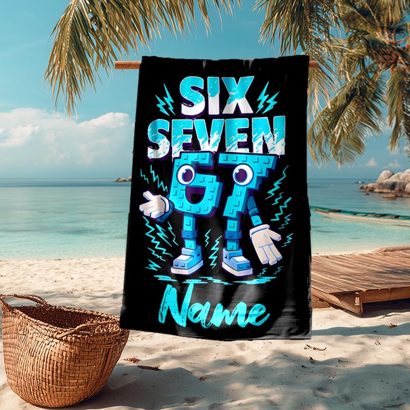 Custom Name Ultra-Soft Beach Towel with 67 Theme,Ideal for Pool - Camping, Diving - Perfect Travel Essential, Vibrant Beach Towel.