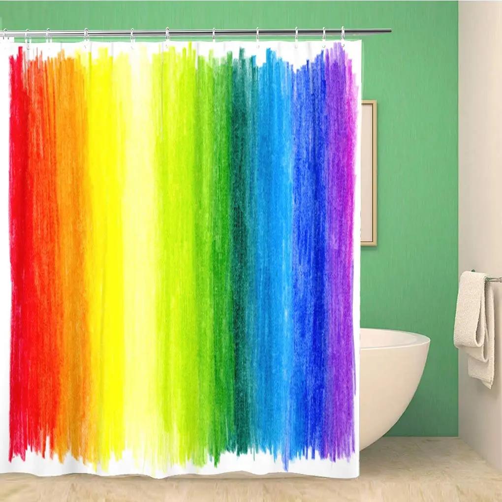 Splashing Graffiti Shower Curtain Fluid Rainbow Color Paint Style Polyester Waterproof Fabric Bath Curtains For Art Home Decor