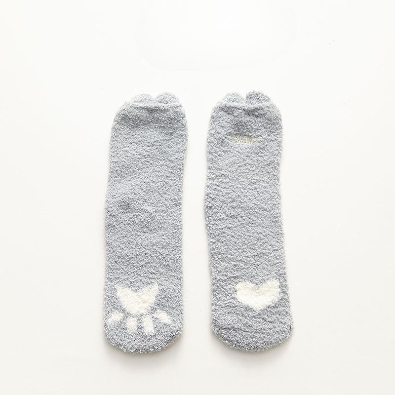 Ladies Winter Thickened Warm Cartoon Embroidered Sleeping Home Floor Tube Socks