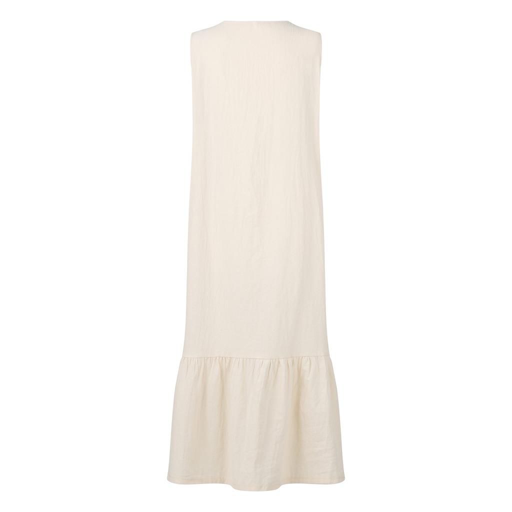 Women's Color Summer Dress Sleeveless V Neck Button Down Casual Pocket Swing Short Dress