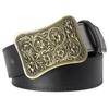 New Fashion Women Belt Gorgeous Arabesque Floral Pattern Noble Royal Flower Metal Buckle Lady Daily Waistband