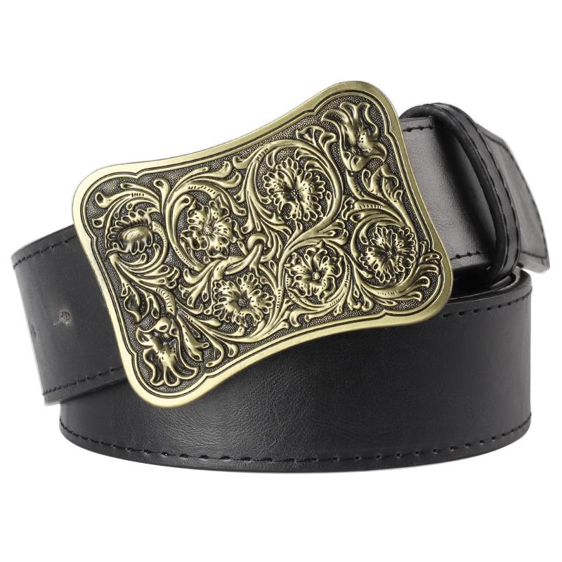 Новый Модный Женский Пояс Великолепный Арабесковый Цветочный Узор Благородный Королевский Цветок Металлическая Пряжка Женский Повседневный Пояс 105CM