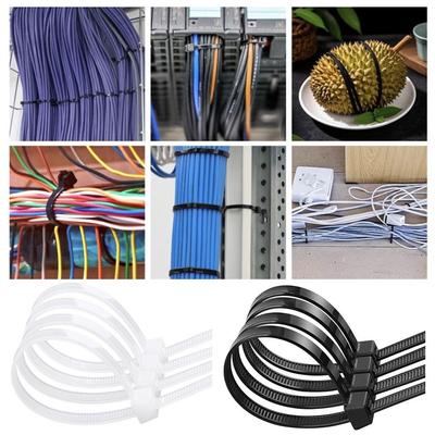 New Multiple Sizes Self-Locking Nylon Wire Rope Tie Black White Self-Locking Cable Organizer Rope Tie Car Daily Repair