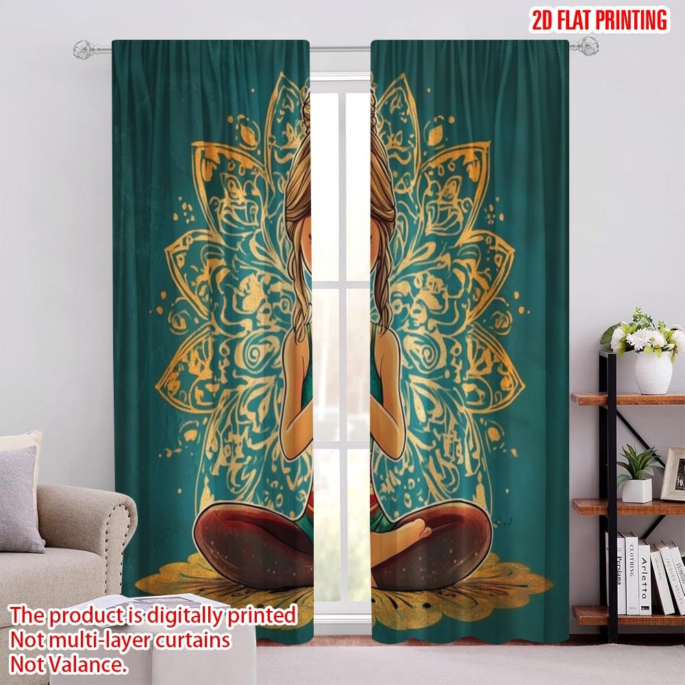 

2pcs,2D plane printing Pattern Curtains Mandala Meditation Durable 100% Polyester Fabric (without rod) Gifts Use for Bedroom 52.50 × 116.00 cm 2 pcs